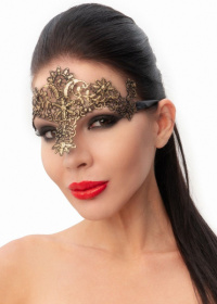 Стильная золотистая женская карнавальная маска фото в интим магазине Love Boat