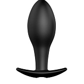 Чёрная анальная пробка с пультом управления - 8,5 см.