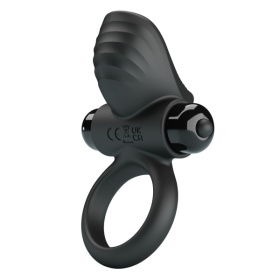 Черное эрекционное кольцо с вибрацией Adrien фото в интим магазине Love Boat
