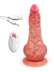 Телесный вибратор-реалистик с пультом ДУ - 24 см.