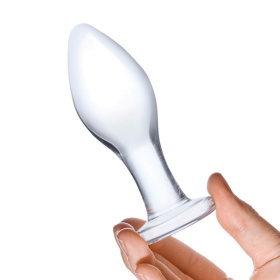 Прозрачная округлая анальная пробка Classic Glass Butt Plug - 11 см.