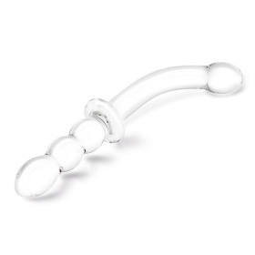 Изогнутый стеклянный фаллоимитатор 12’’ Girthy Ribbed G-Spot Glass Dildo With Handle Grip Double Ended - 30 см.