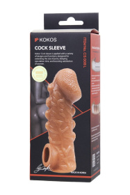 Телесная закрытая насадка с шишечками Cock Sleeve 008 Size L - 17,6 см.