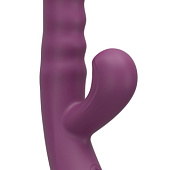 Фиолетовый силиконовый вибратор с эффектом фрикций - 21,8 см.
