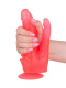 Розовый двойной фаллоимитатор с шипами и присоской - 21 см.
