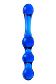 Синий стеклянный фаллоимитатор с наплывами - 20,5 см. фото в интим магазине Love Boat