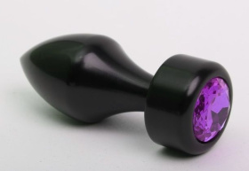 
Чёрная анальная пробка с широким основанием и фиолетовым кристаллом - 7,8 см. фото в интим магазине Love Boat