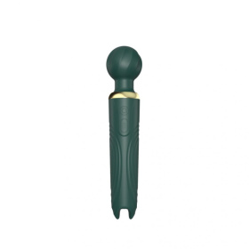 Зеленый двусторонний вибратор-wand Secwell - 22 см.