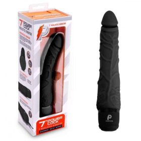 Черный вибратор-реалистик 7  Realistic Vibrator - 20 см. фото в интим магазине Love Boat