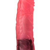 Рельефный розовый вибратор-реалистик - 23,5 см.
