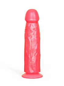 Розовый фаллоимитатор с подошвой-присоской - 22,5 см.
