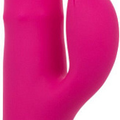 Розовый вибромассажер-кролик Enchanted Embrace с массажем бусин