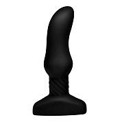 Черная анальная вибропробка с пультом ДУ Curved Rimming Plug Slim M - 13,9 см. фото в интим магазине Love Boat