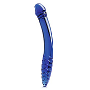 Синий двусторонний стеклянный стимулятор 11’’ Double-sided Glass Dildo For G-Spot P-Spot Stimulation - 28 см. фото в интим магазине Love Boat