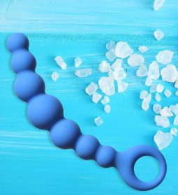 Синяя упругая анальная цепочка Flexible Wand - 18 см.