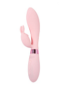 Нежно-розовый вибратор-кролик с независимыми моторчиками Indeep Theona - 21,5 см. фото в интим магазине Love Boat