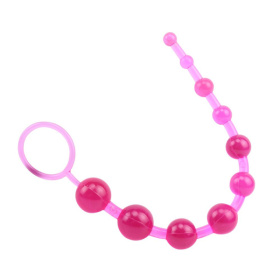 Розовая анальная цепочка с колечком Sassy Anal Beads - 26,7 см. фото в интим магазине Love Boat