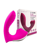 Ярко-розовый вибромассажер с вакуумной стимуляцией клитора фото в интим магазине Love Boat