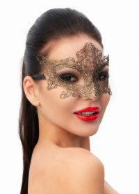 Роскошная золотистая женская карнавальная маска фото в интим магазине Love Boat