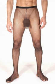 Мужские полупрозрачные колготки в сеточку фото в интим магазине Love Boat