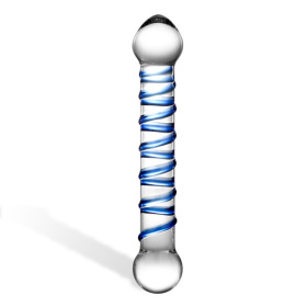 Прозрачный фаллос с голубой спиралью Spiral Dildo - 17 см. фото в интим магазине Love Boat