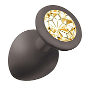 
Чёрная анальная пробка Emotions Cutie Large с желтым кристаллом - 10 см. фото в интим магазине Love Boat