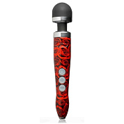 Красный беспроводной wand-вибратор Doxy Die Cast 3R с принтом в виде роз на рукояти - 28 см. фото в интим магазине Love Boat