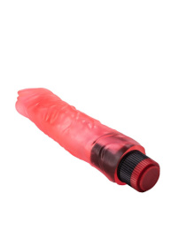 Рельефный розовый вибратор-реалистик - 23,5 см.