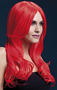 Красный парик с длинной челкой Khloe фото в интим магазине Love Boat
