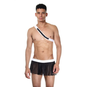 Черно-белый мужской игровой костюм  Охотник  фото в интим магазине Love Boat