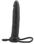 Чёрная насадка на пенис для анальной стимуляции WHATA MAN - 16 см. фото в интим магазине Love Boat