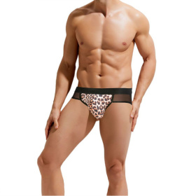 Сексуальные мужские трусы-джоки с леопардовой вставкой по центру
