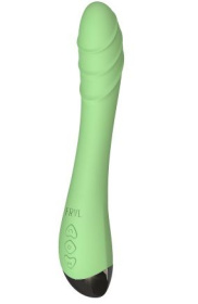 Салатовый изогнутый вибратор Altas - 21 см. фото в секс шопе Love Boat