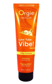 Гель с эффектом вибрации Lube Tube Vibe Medium Pina Colada - 100 мл. фото в интим магазине Love Boat