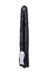 Чёрный вибромассажер Long John Realistic Thrusting Vibrator с функцией толкания - 20 см. фото в интим магазине Love Boat