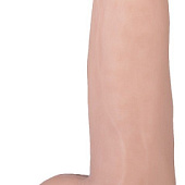 Телесный вибратор-реалистик с мошонкой - 23,7 см.