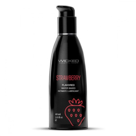 Лубрикант на водной основе с ароматом клубники Wicked Aqua Strawberry - 60 мл. фото в интим магазине Love Boat