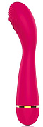 Малиновый изогнутый ребристый вибромассажер с 20 режимами вибрации - 16 см. фото в секс шопе Love Boat