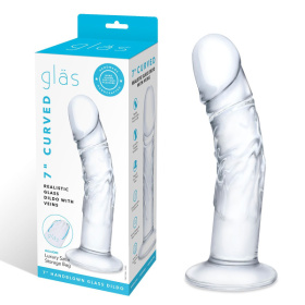 Стеклянный фаллоимитатор из стекла 7’’ Curved Realistic Glass Dildo With Veins - 15,9 см.