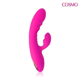 Розовый силиконовый вибромассажер с отростком и 20 режимами вибрации фото в интим магазине Love Boat