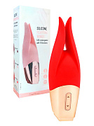 Красный мини-вибратор с раздвоенным кончиком - 12,3 см. фото в интим магазине Love Boat