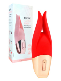 Красный мини-вибратор с раздвоенным кончиком - 12,3 см. фото в интим магазине Love Boat