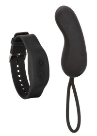Черное виброяйцо с браслетом-пультом Wristband Remote Curve фото в интим магазине Love Boat