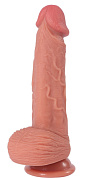 Телесный реалистичный фаллоимитатор Real Dual Layer - 20 см. фото в интим магазине Love Boat