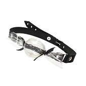 Прозрачный кляп-леденец на кожаных ремешках