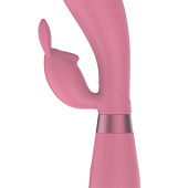 Розовый вибратор-кролик Indeep Theona - 21,5 см.