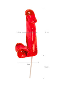 Красный леденец в форме члена со вкусом виски - 173 гр.