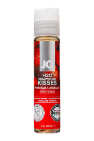Лубрикант на водной основе с ароматом клубники JO Flavored Strawberry Kisses - 30 мл. фото в интим магазине Love Boat