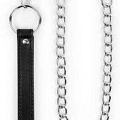 Металлический поводок для ошейника с черной ручкой - 77 см.