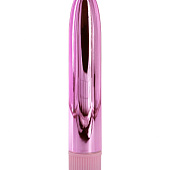 Розовый глянцевый пластиковый вибратор - 14 см.